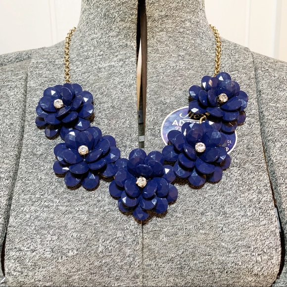 JCrew Navy Flower Statement Necklace - Picture 2 of 6